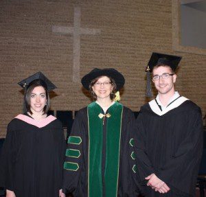 President’s medal recipients Nicole Richard and David Thiessen with president Cheryl Pauls