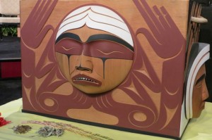 Carved by Coast Salish artist Luke Marston, the TRC Bentwood Box reflects the strength and resilience of residential school survivors and their descendants, and honours those who are no longer living.