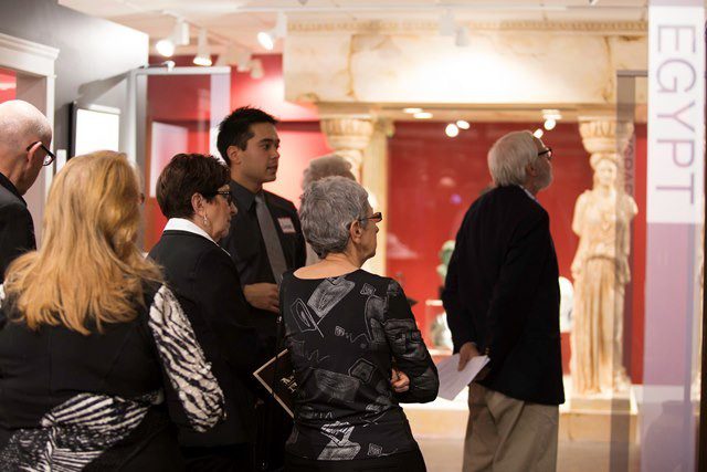 CBC student Jason Thomassen provides a guided tour of the Egypt & Israel sections of the Collection to dignitaries at a private preview event Feb, 13, 2015. PHOTO: Stephanie Jantzen